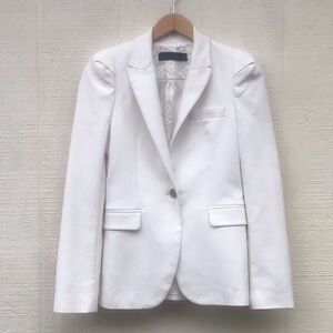 Zara puff sleeve anchor gold button Classic off White ecru Blazer